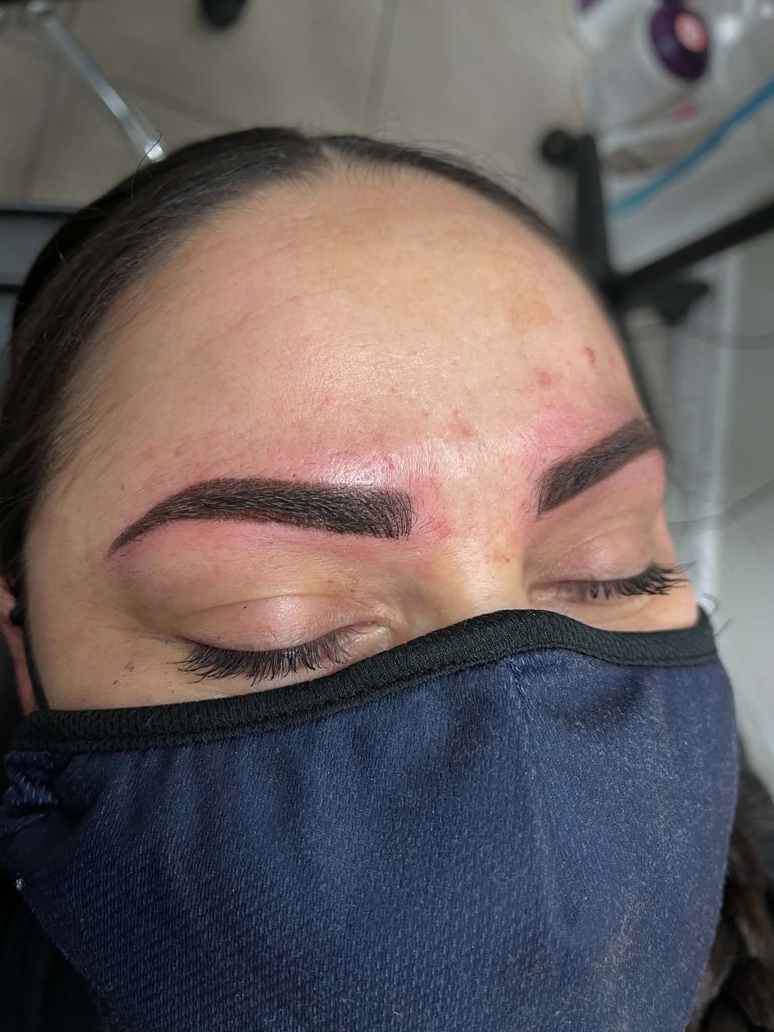 Freshly hand-stroked microblading detail on a Vixen Brows client
