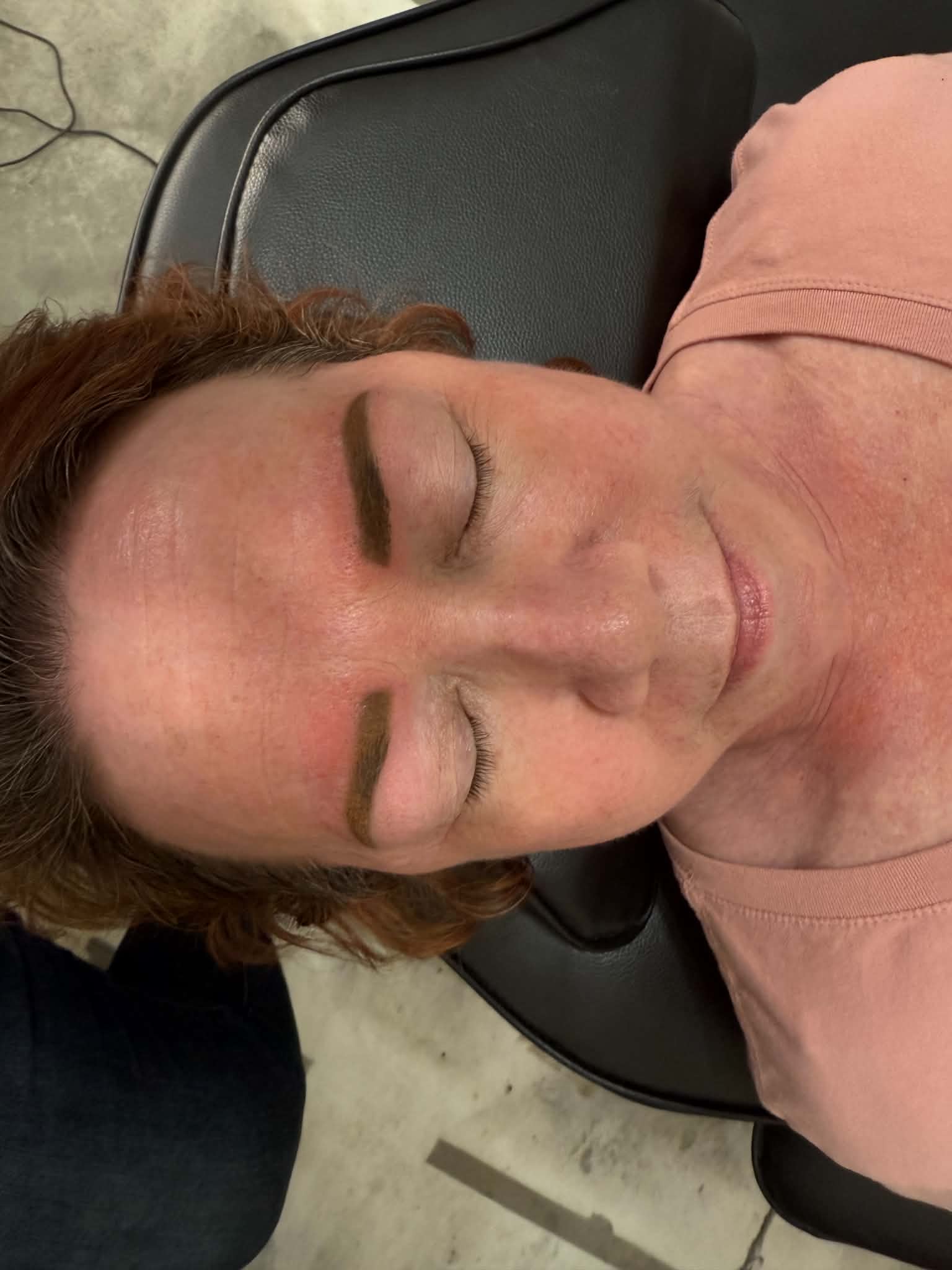 Vixen Brows client immediately after a microblading appointment